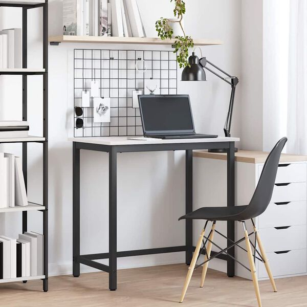 vidaXL st&ocirc;l Biela 80 x 50 x 77 cm Inžinierske drevo a oceľ