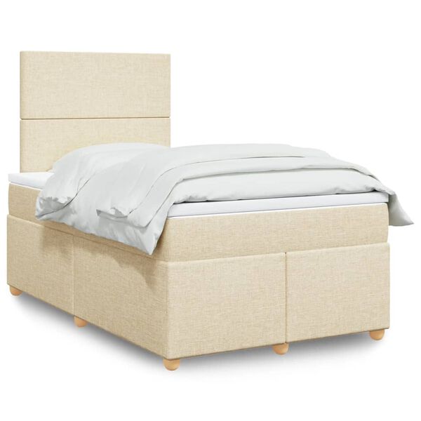 vidaXL Boxspring posteľ s matracom kr&eacute;mov&aacute; 120x190 cm l&aacute;tka