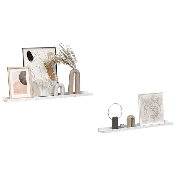 vidaXL Stenn&aacute; polica 2 pcs Biely mramor 80 x 9 x 3 cm Kompozitn&eacute; drevo