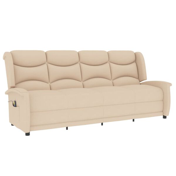 vidaXL 4-miestne sklápacie masážne kreslo, krémové, látka