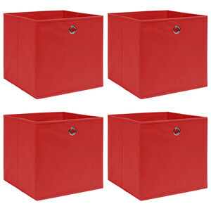 vidaXL &Uacute;ložn&eacute; boxy 4 ks, červen&eacute; 32x32x32 cm, l&aacute;tka