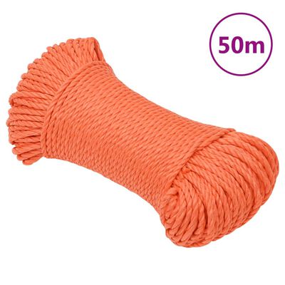 vidaXL Pracovné lano oranžové 6 mm 50 m polypropylén