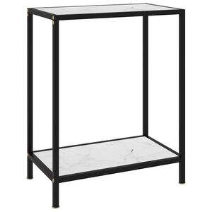 vidaXL Konzolov&yacute; stol&iacute;k, biely 60x35x75 cm, tvrden&eacute; sklo