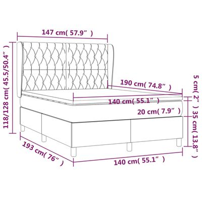 vidaXL Boxspring posteľ s matracom čierny 140x190 cm látka