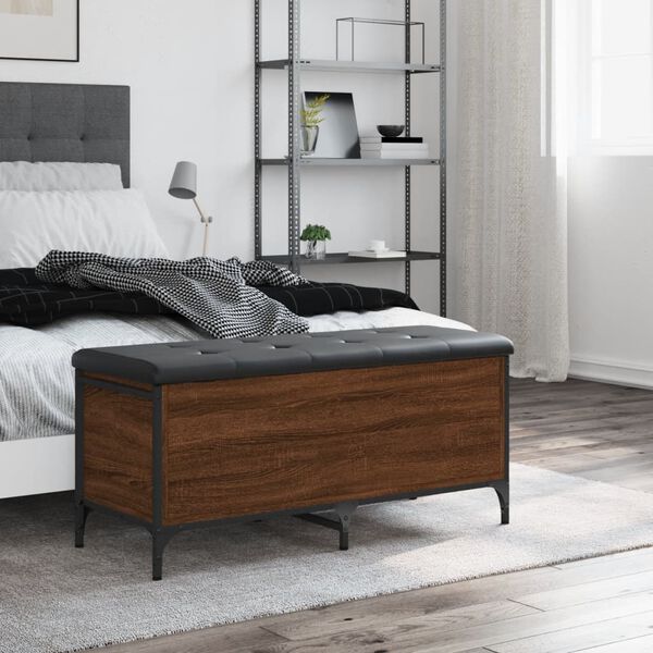 vidaXL &Uacute;ložn&aacute; lavička hned&yacute; dub 102x42x45 cm kompozitn&eacute; drevo