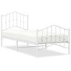 vidaXL Kovov&yacute; r&aacute;m postele s predn&yacute;m a zadn&yacute;m čelom biely 90x200 cm
