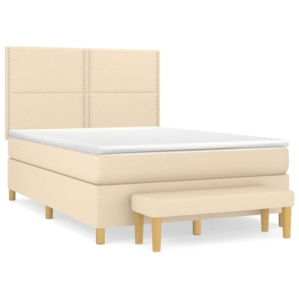vidaXL Boxspring posteľ s matracom kr&eacute;mov&yacute; 140x190 cm l&aacute;tka