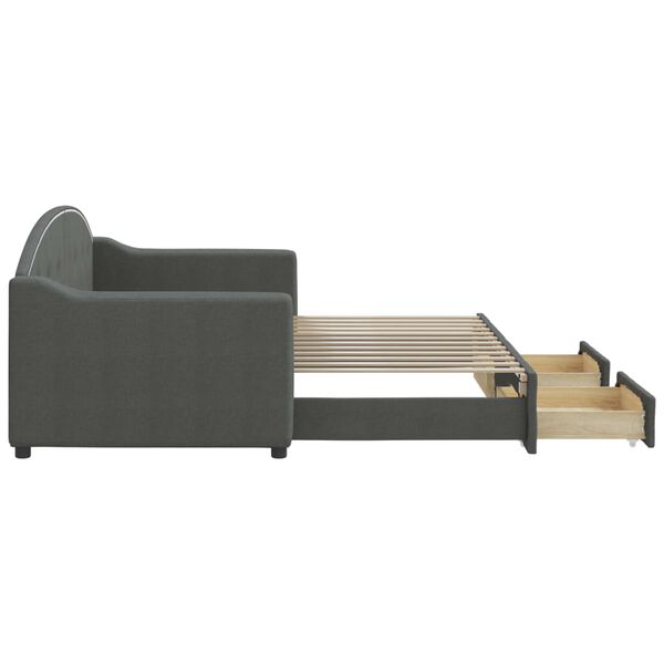 vidaXL Rozkladacia denná posteľ so zásuvkami tmavosivá 80x200 cm látka