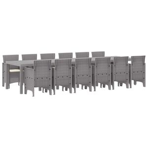 vidaXL Záhradný jedálenský set 13 pcs Svetlosivá Polt ratan
