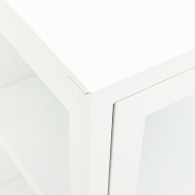 vidaXL Komoda biela 105x35x70 cm oceľ a sklo