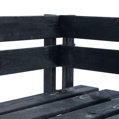 vidaXL Rohová záhradná lavička z paliet, drevo, čierna