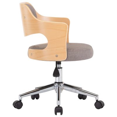vidaXL Otočná kancelárska stolička sivohnedá ohýbané drevo a látka