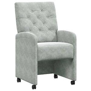 vidaXL Jed&aacute;lensk&eacute; stoličky na kolieskach 2 pcs Svetlosiv&aacute; Zamat