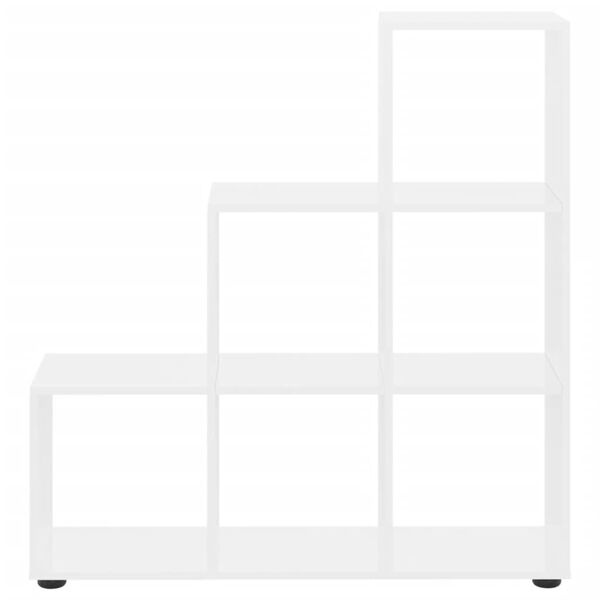 vidaXL Knižnica v tvare schodov leskl&aacute; biela 107 cm spracovan&eacute; drevo