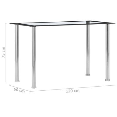 vidaXL Jedálenský stôl, čierny a priehľadný 120x60x75 cm, tvrdené sklo