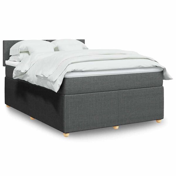 vidaXL Boxspring posteľ s matracom tmavosiv&aacute; 140x200 cm l&aacute;tka