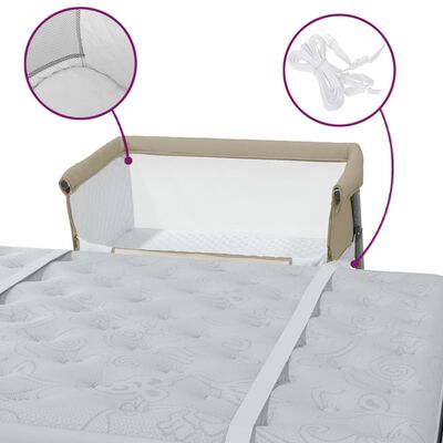 vidaXL Detská posteľ s matracom hnedosivá ľanová látka