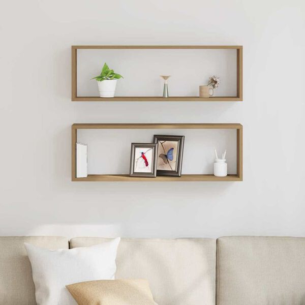 vidaXL N&aacute;stenn&aacute; polica s poličkou 2 pcs Remeseln&yacute; dub 80 x 15 x 26 cm