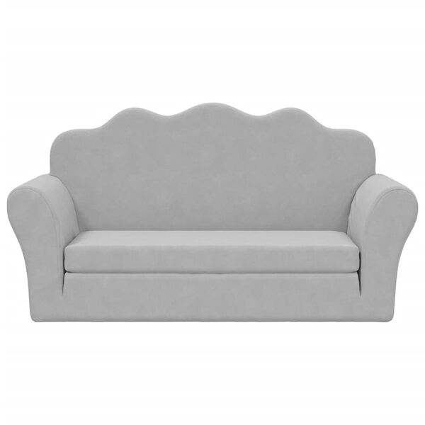 vidaXL Detská rozkladacia pohovka 2-miestna bledosivá mäkký plyš