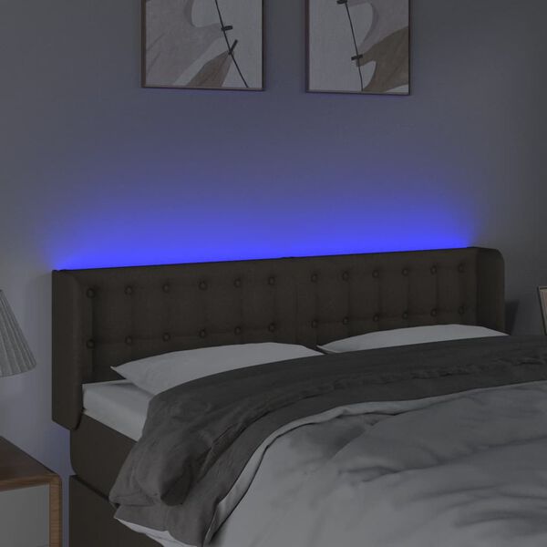 vidaXL Čelo postele s LED sivohned&eacute; 147x16x78/88 cm l&aacute;tka