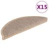 vidaXL Samolepiace n&aacute;&scaron;ľapy na schody vzhľad sisalu 15 ks 56x17x3 cm