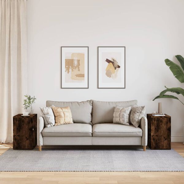 vidaXL Bočné stolíky 2 ks dymový dub 50x30x50 kompozitné drevo