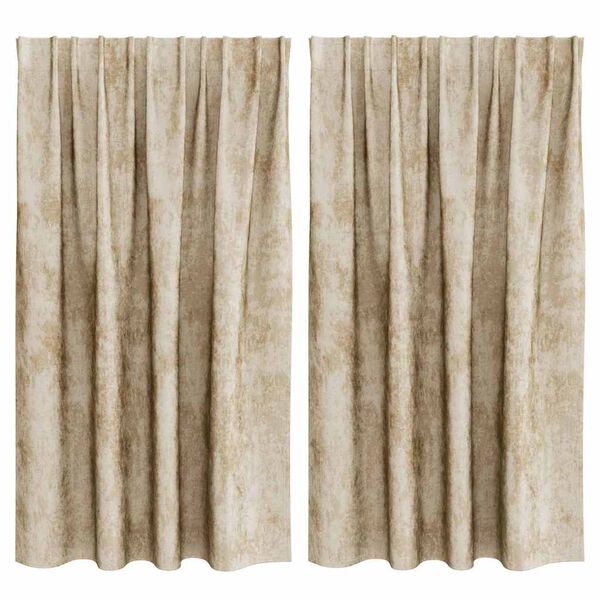 vidaXL Sametové závesy so záclonami 2 pcs Krémová 140 x 140 cm Zamat