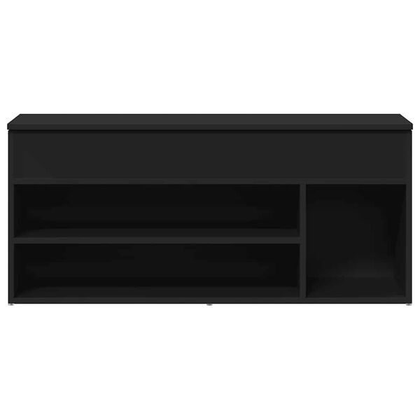 vidaXL Lavička na topánky čierna 102x30,5x45 cm kompozitné drevo