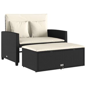 vidaXL Z&aacute;hradn&aacute; pohovka s vank&uacute;&scaron;mi 2-miestna čierna polyrattan