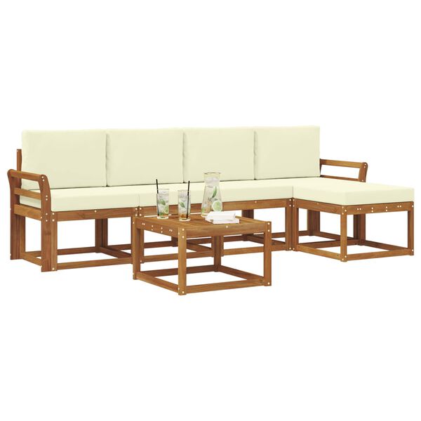 vidaXL Z&aacute;hradn&aacute; s&uacute;prava gaučov s vank&uacute;&scaron;om 6 pcs Pr&iacute;rodn&aacute; a kr&eacute;mov&aacute;