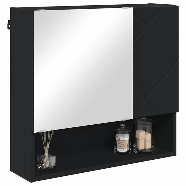 vidaXL Zrkadlová skrinka Čierna 59 x 17 x 55 cm Kompozitné drevo