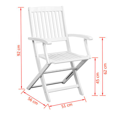 vidaXL Skladacie záhradné stoličky 2 ks, akáciový masív, biele