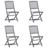 vidaXL Skladacie vonkaj&scaron;ie stoličky s podložkami 4 ks ak&aacute;ciov&yacute; mas&iacute;v