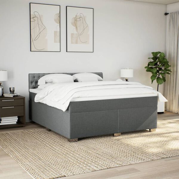 vidaXL Boxspring posteľ s matracom tmavosiv&aacute; 180x200 cm l&aacute;tka