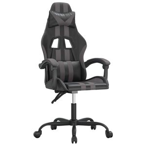 vidaXL Otočn&aacute; hern&aacute; stolička čierna a siv&aacute; umel&aacute; koža