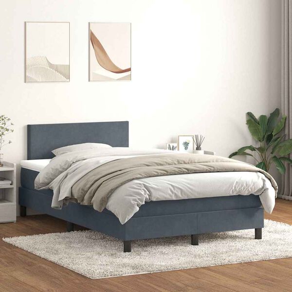vidaXL Posteľn&yacute; r&aacute;m boxspring s matracom tmavosiv&yacute; 120x220 cm zamat