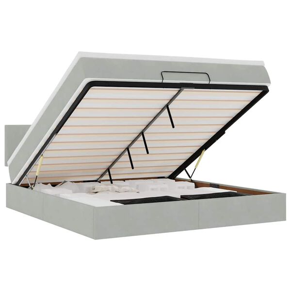 vidaXL Osmansk&aacute; posteľ s matracom Svetlosiv&aacute; 160x200cm Zamat