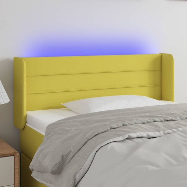 vidaXL Čelo postele s LED zelen&eacute; 83x16x78/88 cm l&aacute;tka