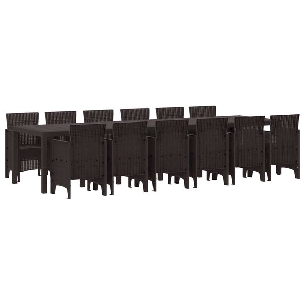 vidaXL Záhradný jedálenský set 13 pcs Hnedá Polt ratan