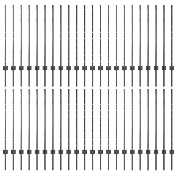 vidaXL Stĺp na plot. 44 pcs Siv&aacute; 140 cm Oceľ
