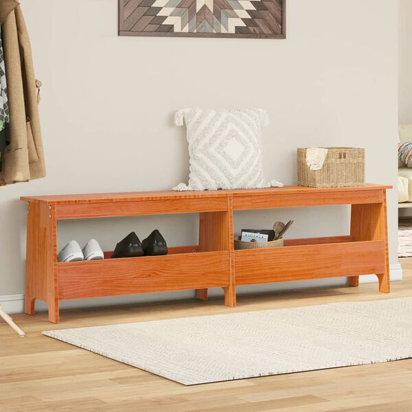 vidaXL Lavica do predsiene voskov&aacute; hned&aacute; 160x28x45 cm mas&iacute;vna borovica