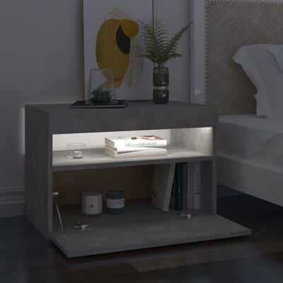 vidaXL Nočný stolík a LED svetlá 2 ks betónový sivý 60x35x40 cm