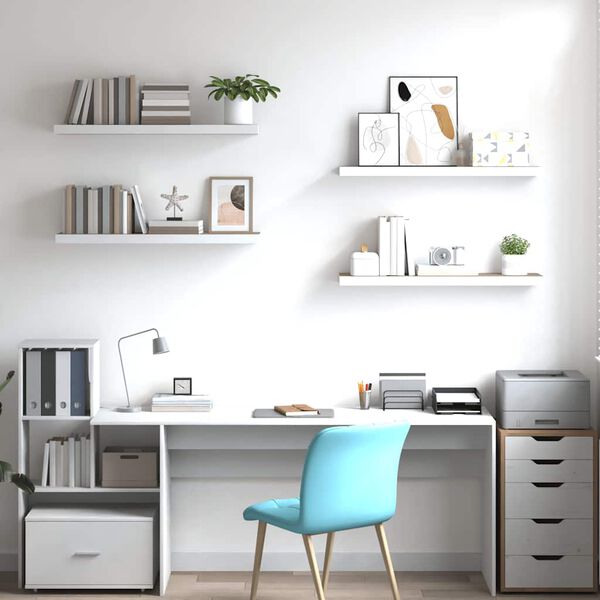 vidaXL Pl&aacute;vaj&uacute;ce n&aacute;stenn&eacute; police 4ks dubov&eacute; a biele 80x23,5x3,8 cm MDF