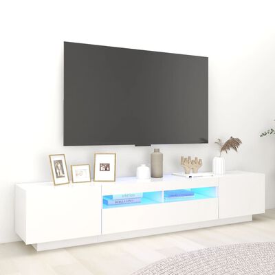 vidaXL TV skrinka s LED svetlami biela 200x35x40 cm
