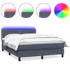 vidaXL Posteľn&yacute; r&aacute;m boxspring s matracom a LED tmavosiv&yacute; 160x210 cm zamat