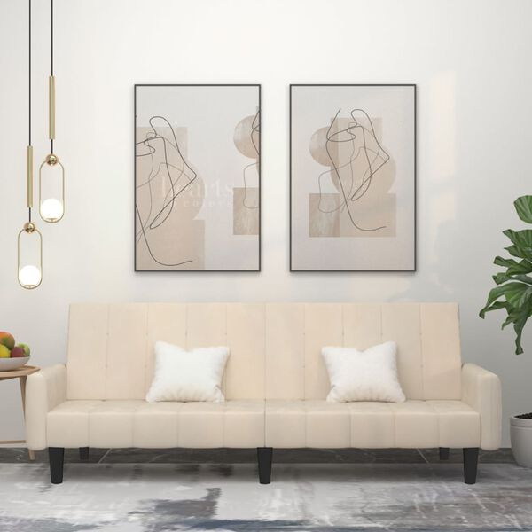 vidaXL 2-miestna rozkladacia pohovka kr&eacute;mov&aacute; zamat