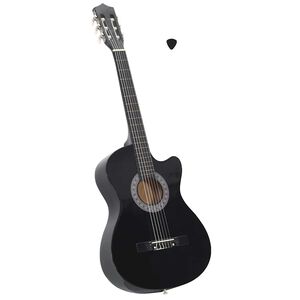 vidaXL Folkov&aacute; klasick&aacute; gitara s v&yacute;rezom so 6 strunami, čierna 38"