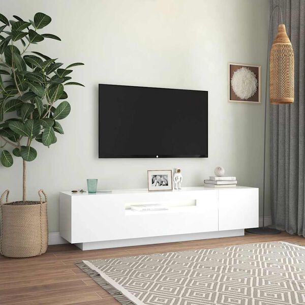 vidaXL TV skrinka s LED svetlami biela 160x35x40 cm