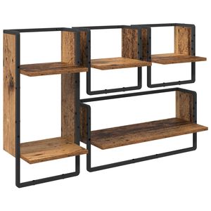 vidaXL Sada n&aacute;stenn&yacute;ch pol&iacute;c 4 ks Star&eacute; drevo 65 x 25 x 30 cm