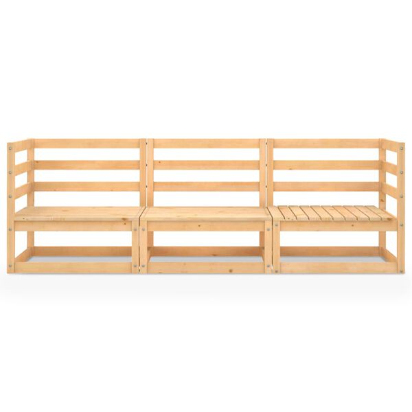 vidaXL 3-miestna záhradná pohovka, borovicový masív